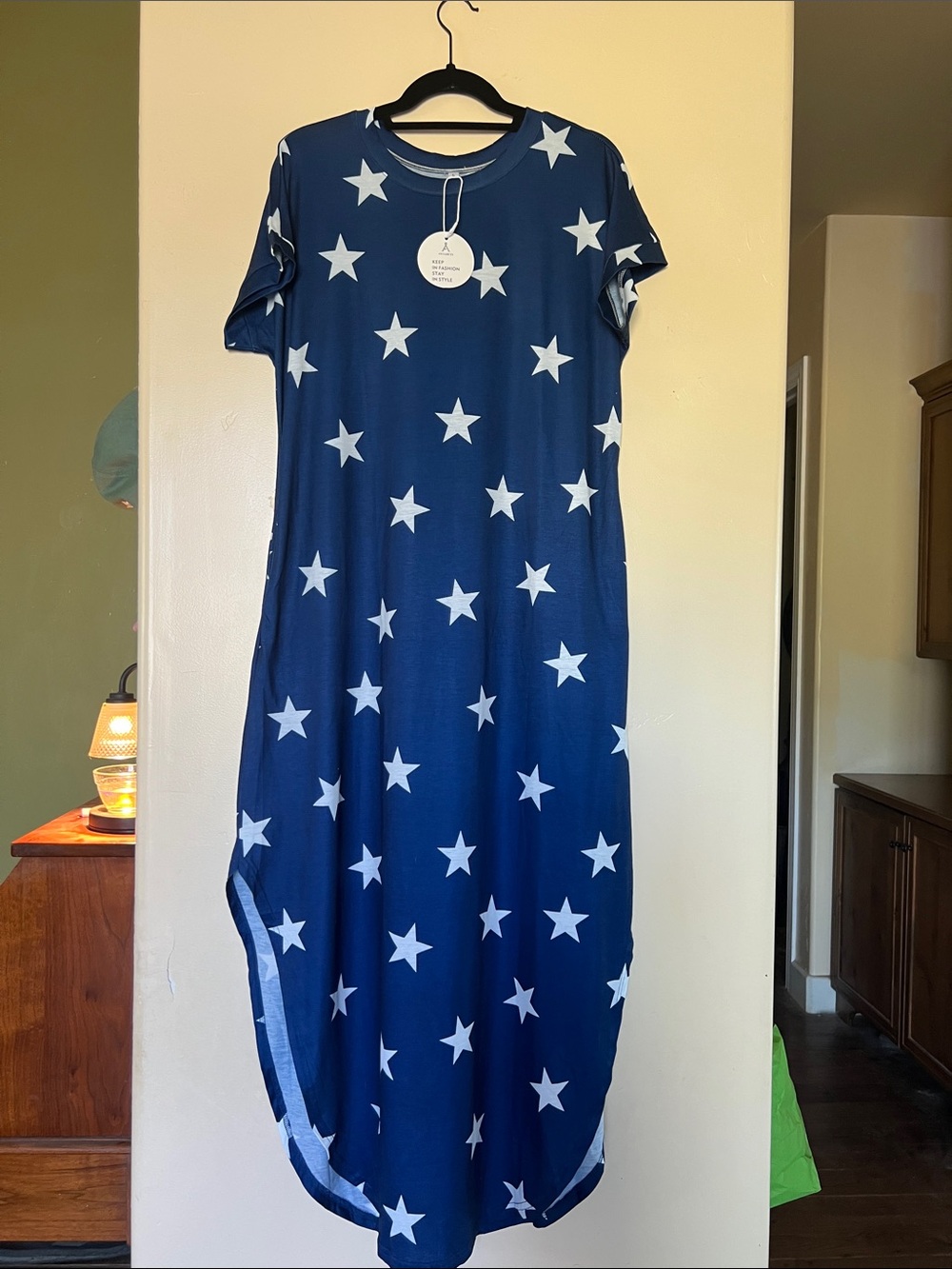 Navy Blue Star Print Maxi Dress